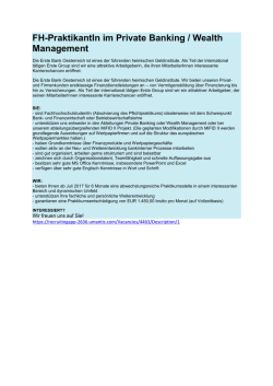 FH-PraktikantIn im Private Banking / Wealth Management