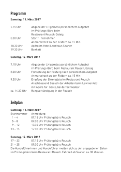 Zeitplan Programm - Lawinenhunde SM 2017