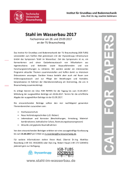 Stahl im Wasserbau Call For Papers 2017 - Pfahl