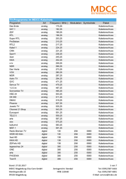 Frequenzen / TV-Programme im MDCC