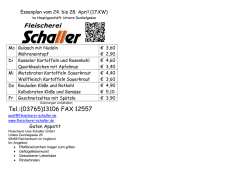 aktueller Men&uuml;plan - Fleischerei Schaller