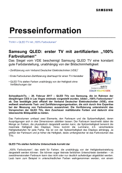 Samsung QLED: erster TV mit zertifizierten „100% Farbvolumen“