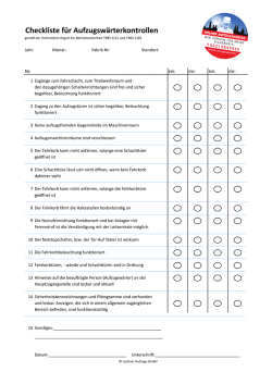 Checkliste f&uuml;r Aufzugsw&auml;rterkontrollen
