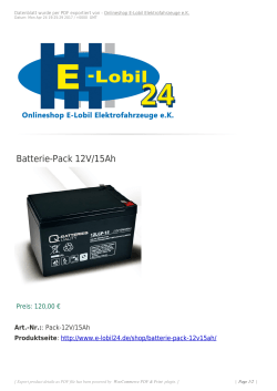 Batterie-Pack 12V/15Ah - E-Lobil Elektrofahrzeuge eK
