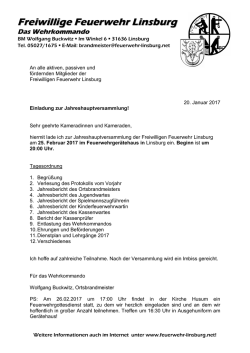 Einladung Jahreshauptversammlung 2017