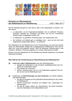Hinweise zur &Uuml;berarbeitung des Selbstreports (03/17)