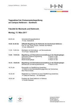 Tagesablauf Fakultät für Mechanik und Elektronik