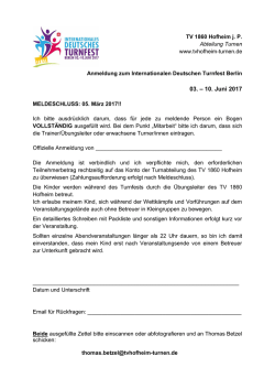 03. – 10. Juni 2017 - TV 1860 Hofheim Turnen