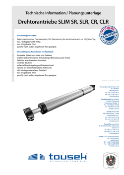 Drehtorantriebe SLIM SR, SLR, CR, CLR