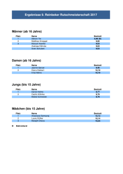 Ergebnisse 9. Reinbeker Rutschmeisterschaft 2017