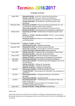 Termine 2016/17 - Kindergarten St. Pius, Lippstadt