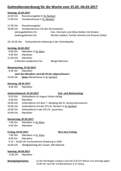 Gottesdienstordnung f&uuml;r die Woche vom 25.02