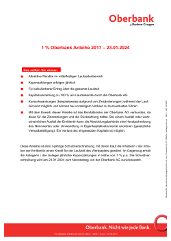 1 % Oberbank Anleihe 2017 – 23.01.2024