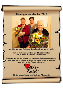 Ehrungen an der GV 2017 - Samariterverein Strengelbach