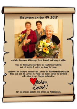 Ehrungen an der GV 2017 - Samariterverein Strengelbach