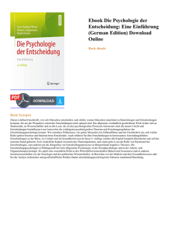 Ebook Die Psychologie der Entscheidung: Eine Einführung (German