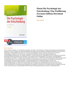 Ebook Die Psychologie der Entscheidung: Eine Einf&uuml;hrung (German