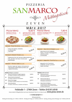 mittagstischkarte märz 2017 - Restaurant San Marco Zeven