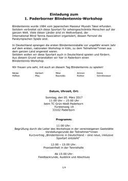 Einladung zum 1. Paderborner Blindentennis