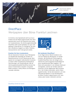 DirectPlace Wertpapiere &uuml;ber B&ouml;rse Frankfurt zeichnen