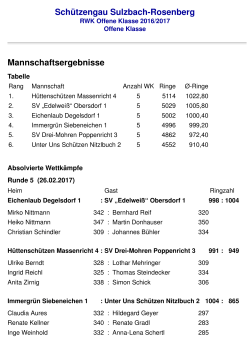5. Runde Offene Klasse - Schützengau Sulzbach
