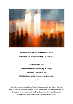 DENKWERKSTATT ST. LAMBRECHT 2017 Mittwoch, 10. Mai bis