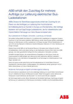 ABB liefert hochmoderne Bus-Ladestationen nach Europa und