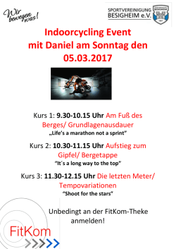 Indoorcycling Event mit Daniel am Sonntag den