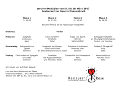 Wochen-Menüplan vom 8. bis 10. März 2017 Restaurant zur Rose in