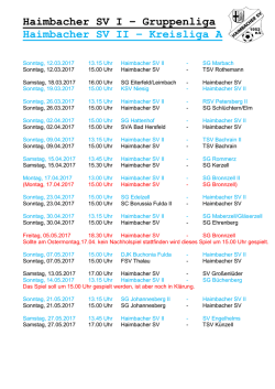 Spielplan Haimbacher SV 1 und 2 Rückrunde 2016