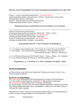 Hinweise zu den Kreispokalfinals der Frauen und Jugend am 4.3