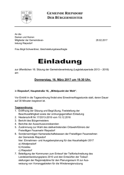 Sitzung der Gemeindevertretung Riepsdorf am 16.03
