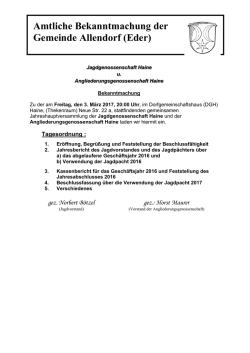 Jagd- u. Angliederungsgenossenschaft Haine 20:00