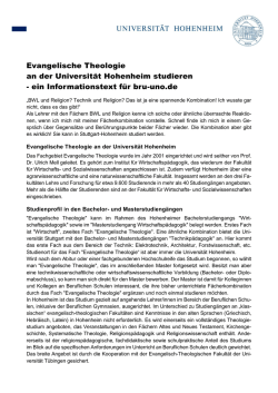 Evangelische Theologie an der Universität Hohenheim studieren