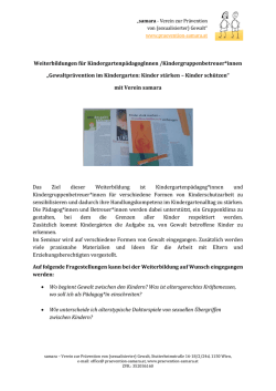 Informationsblatt f&uuml;r Weiterbildungen mit Kindergarten