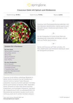 Couscous-Salat mit Spinat und Himbeeren