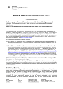 Hinweise zur Beantragung eines Personalausweises (Stand: 01.03