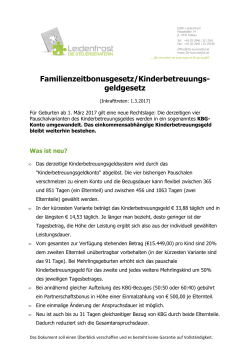 Familienzeitbonusgesetz/ Kinderbetreuungsgeldgesetz ab 1.3.2017