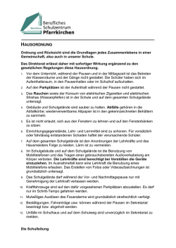 Hausordnung des BSZ Pfarrkirchen