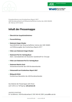 Inhalt der Pressemappe - AOK