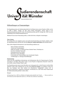 Hilfestellungen zu Finanzantr&auml;gen