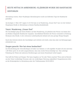Heute Mittag in Ahrensburg: 92-J&auml;hriger wurde