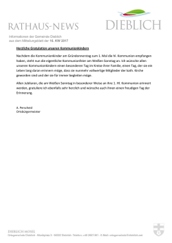 Informationen der Gemeinde Dieblich aus dem Mitteilungsblatt der