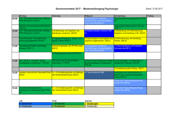 Sommersemester 2017 - Masterstudiengang Psychologie