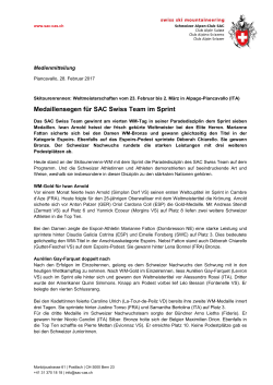 Medienmitteilung SAC Schweizer Medaillensegen im Sprint