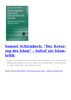 Samuel Schirmbeck: “Der Kreuzzug des Islam