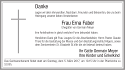 Danke Frau Erna Faber