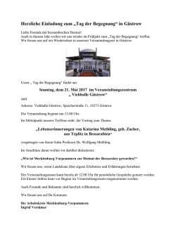 Einladung zum Tag der Begegnung in Klink