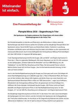Planspiel Börse 2016 – Siegerehrung in Trier