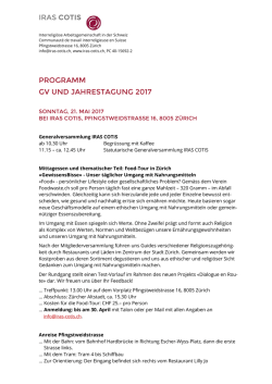 IRAS COTIS PROGRAMM GV UND JAHRESTAGUNG 2017